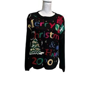 Tara International Y2k Merry Christmas Happy 2000 ugly sweater Size‎ Large